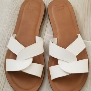 Trina crossband slide white sandals